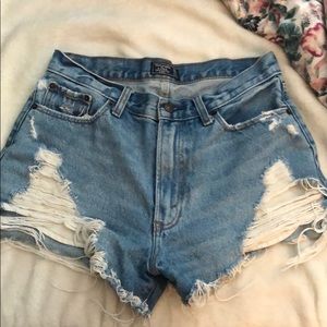Distressed jean shorts